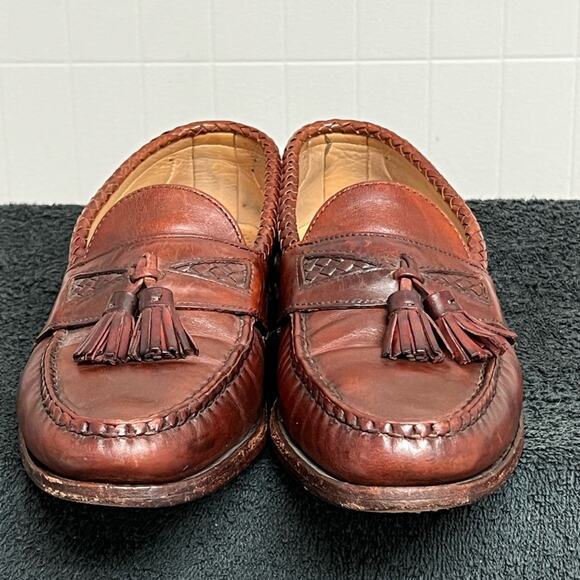 Allen Edmonds "Colfax” Chili Leather Tassel Kiltie Loafers SIZE 9.5 B MADE USA - Picture 3 of 9